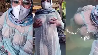 Jilbab Transparan Di Kolam Renang